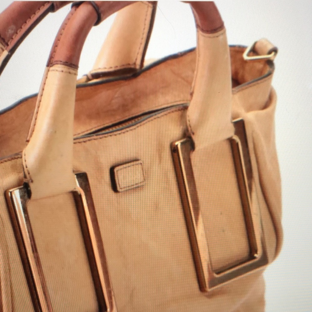 #0160 Chloe’ Mini Ethel Satchel in Tan Textured Leather and Attachable Strap - Picture 3 of 16